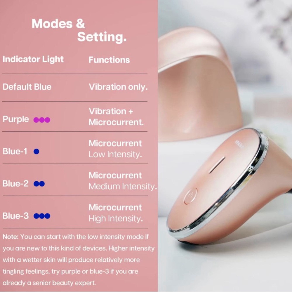 Vowleike Pink and Silver Skincare Facial Massager
